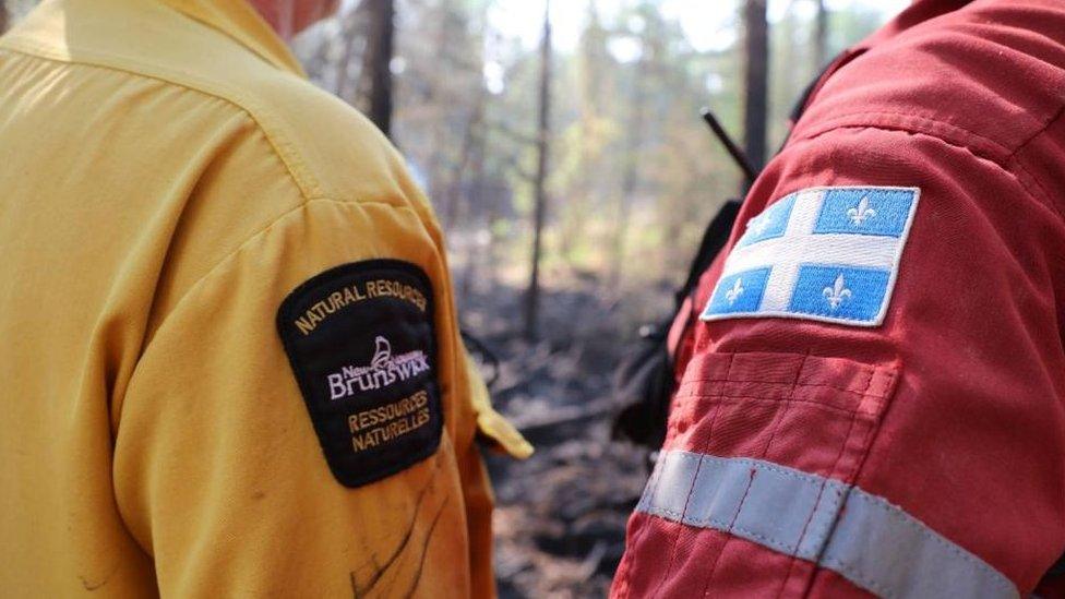 A handout photo made available by Alberta Wildfire showing firefighting efforts at one of scores of wildfires burning across multiple Canadian Provinces in Sturgeon Lake Cree Nation, Alberta, Canada, 08 June 2023.