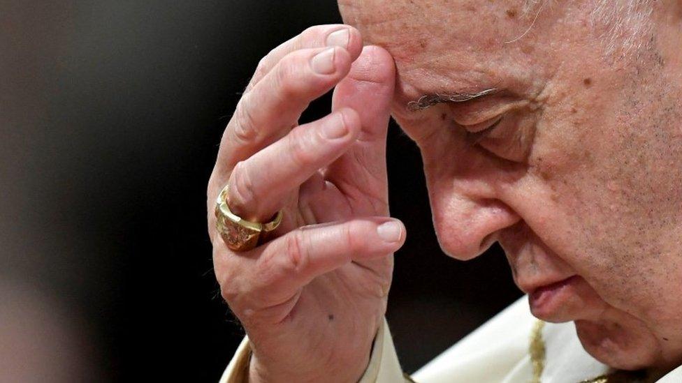 Pope Francis celebrates Christmas Eve Mass in St Peter's Basilica at the Vatican. Photo: 24 February 2022