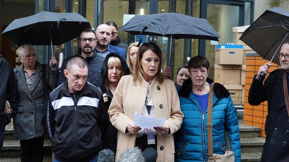 Ms Higton's family outside court