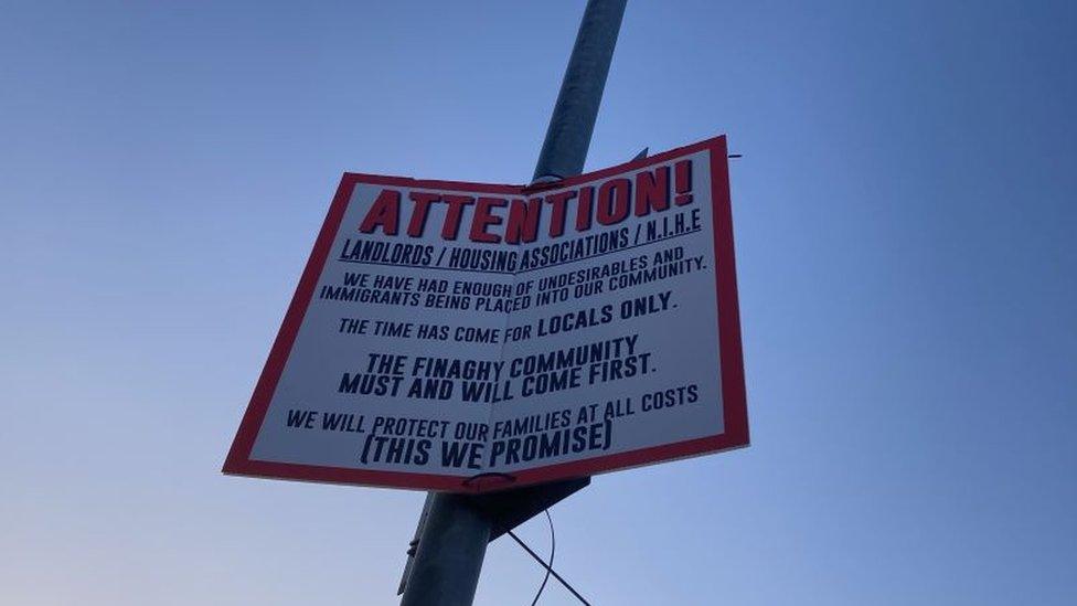 Anti-migrant signage in Finaghy