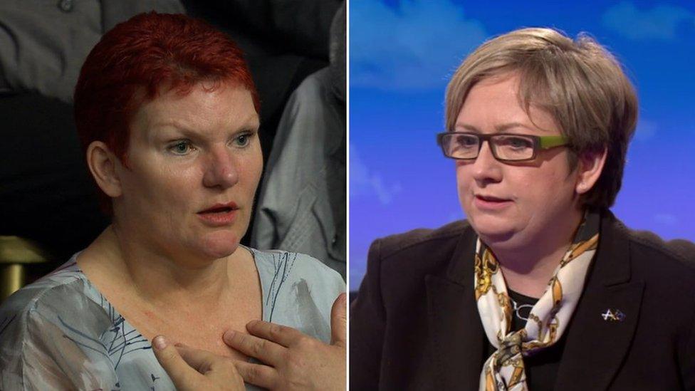 Nurse Claire Austin and Joanna Cherry