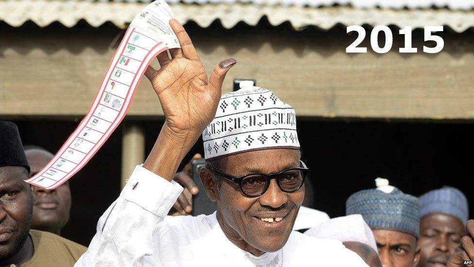 Muhammadu Buhari voting in March 2015