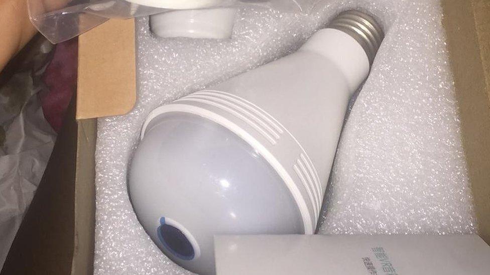 Lightbulb camera, which Damion Simmons had set up while still living at the marital home