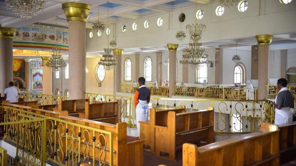 Ethiopian Orthodox Christians attend a Good Friday service in a cathedral in Addis Ababa, Ethiopia. Photo: 17 April 2020