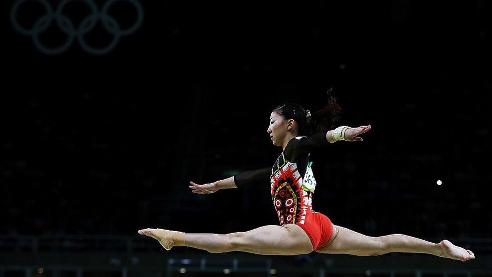 Asuka Teramato performing at the Rio Olympics