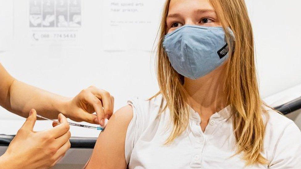 Child being vaccinated in the Netherlands