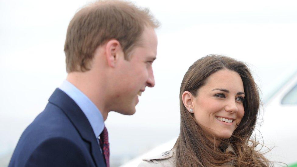 Prince William and then then Catherine Middleton arriving in Belfast in 2011
