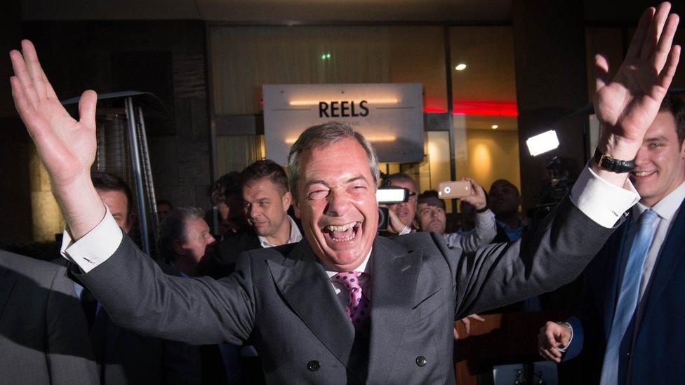 UKIP Leader Nigel Farage at the Leave.EU party