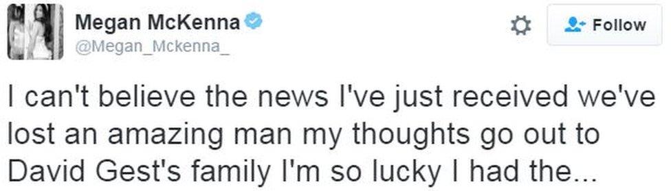 Megan McKenna: I can't believe the news I've just received we've lost an amazing man my thoughts go out to David Gest's family I'm so lucky I had the...