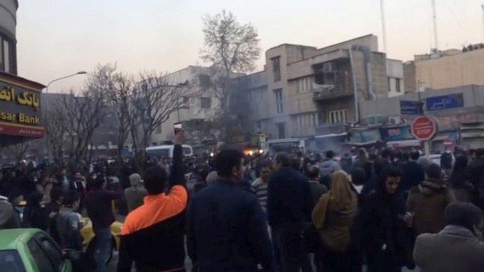 Protestors in Tehran, the capital of Iran