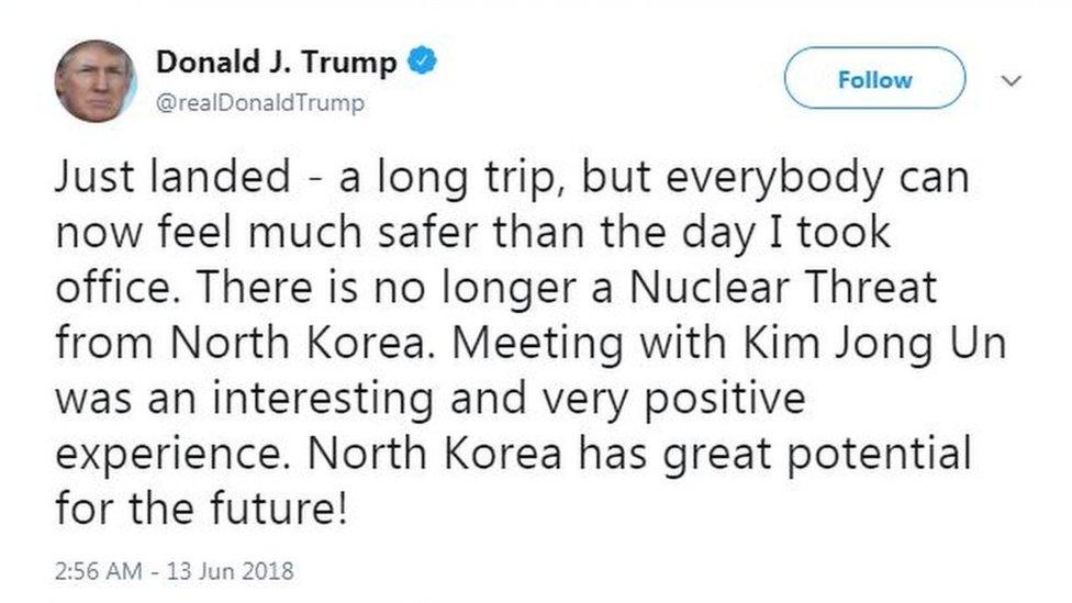 A tweet from President Trump