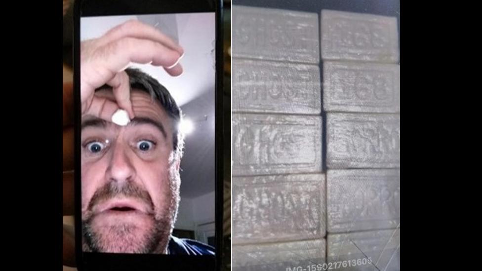 Images of John Barton and cocaine found by police