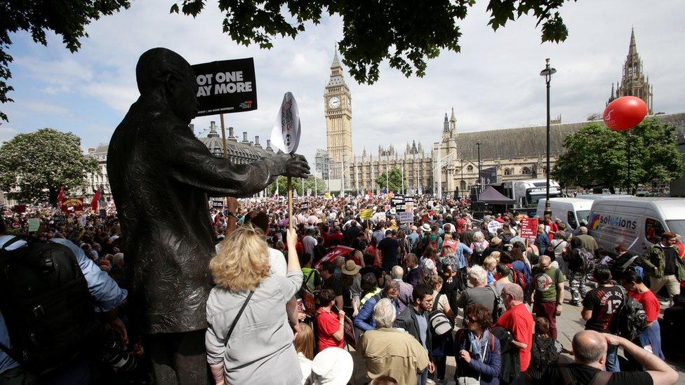 Crowds in Parliament Square