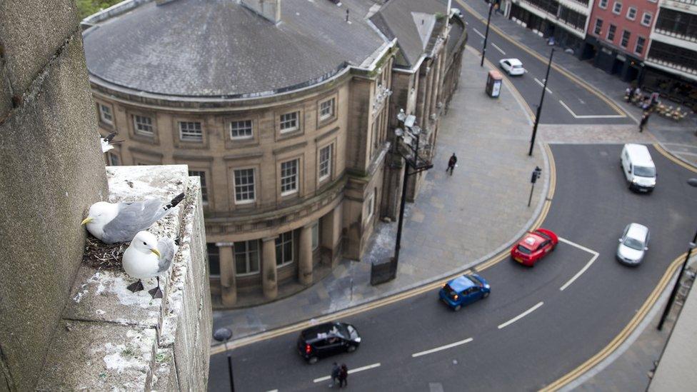 Cars on Newcastle's Quayside