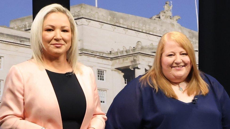 Sinn Féin's vice-President Michelle O'Neill and Alliance Party leader Naomi Long