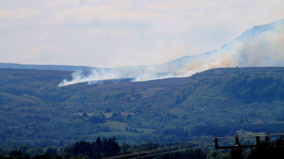 Fires on Cuilcagh mountain