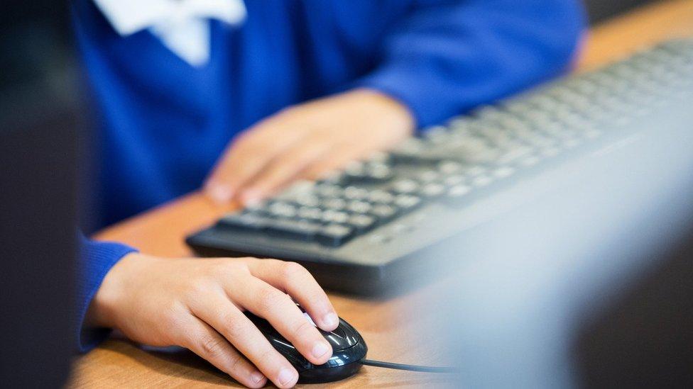 Pupil working on a computer