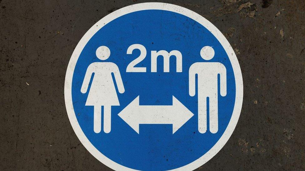 A social distance sign