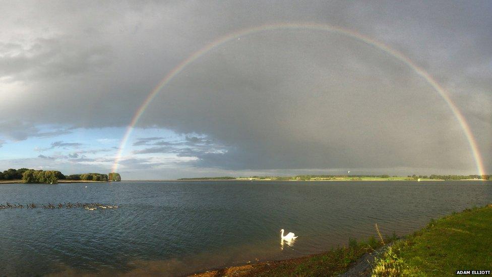 Rainbow over water