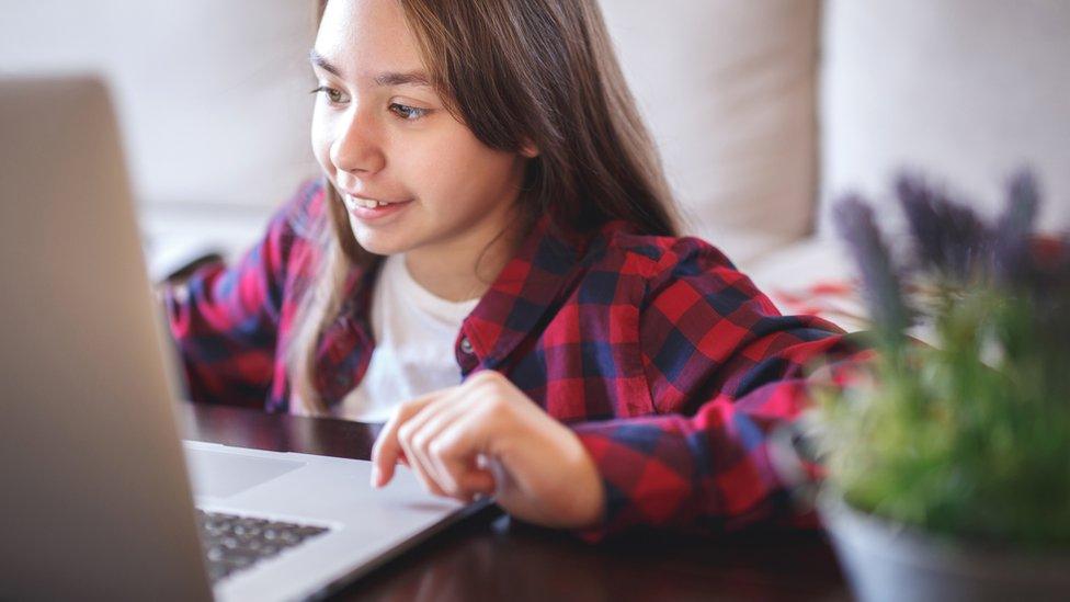 Girl on computer