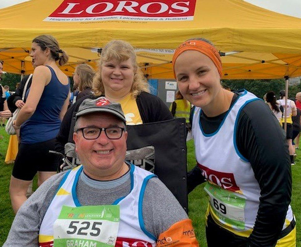 Graham Taylor with wife Lindsey and fellow runner and nurse Amy Brown