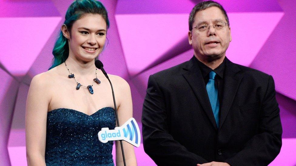 Wayne and his daughter Nicole at the Glaad awards, April 2016