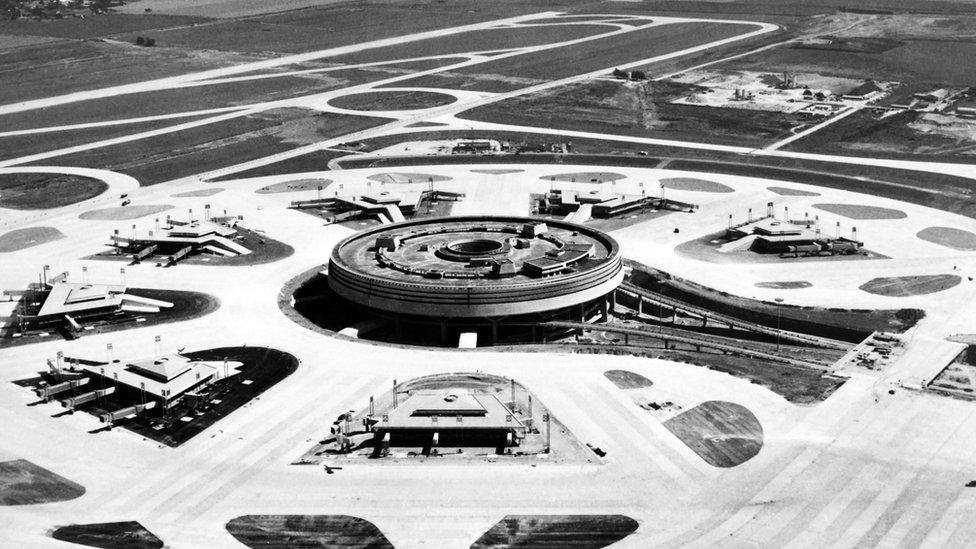 The construction site of the new Charles de Gaulle airport at Roissy, 27km from Paris: 12 Jan 1974