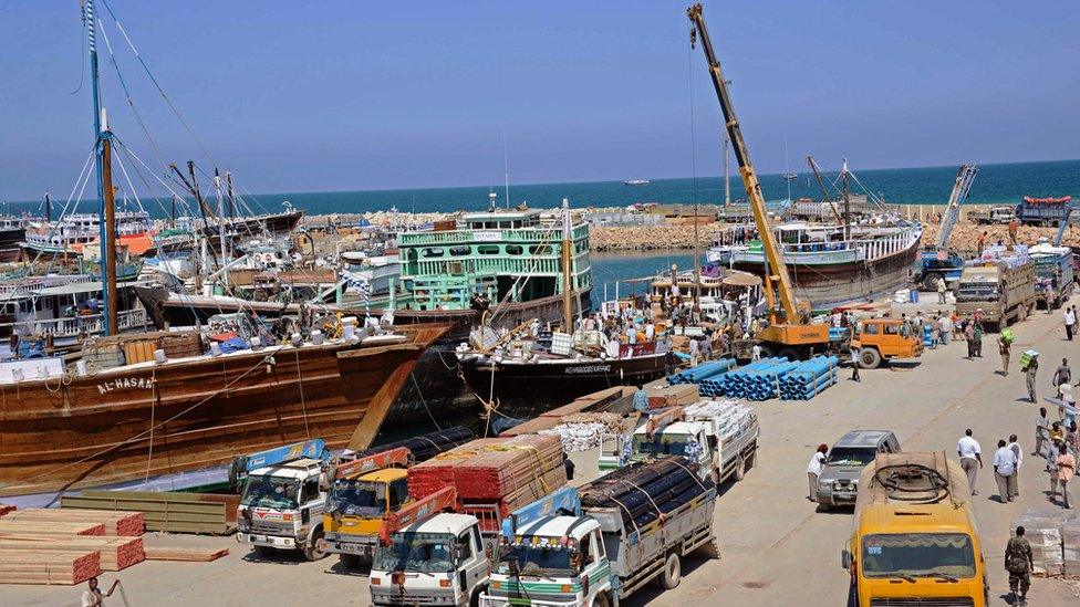 A general view taken on November 18, 2013 shows Bosaso harbor in Puntland.