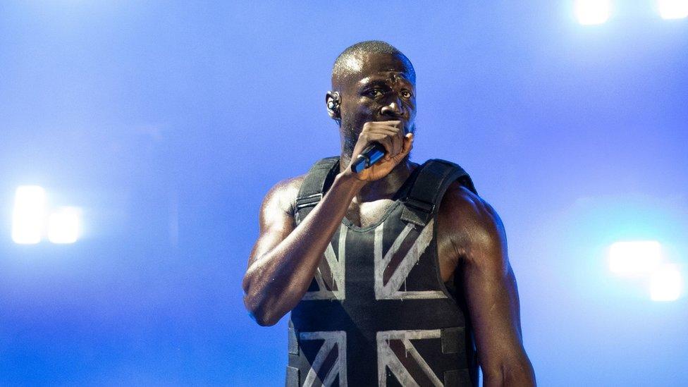 Stormzy on stage at Glastonbury