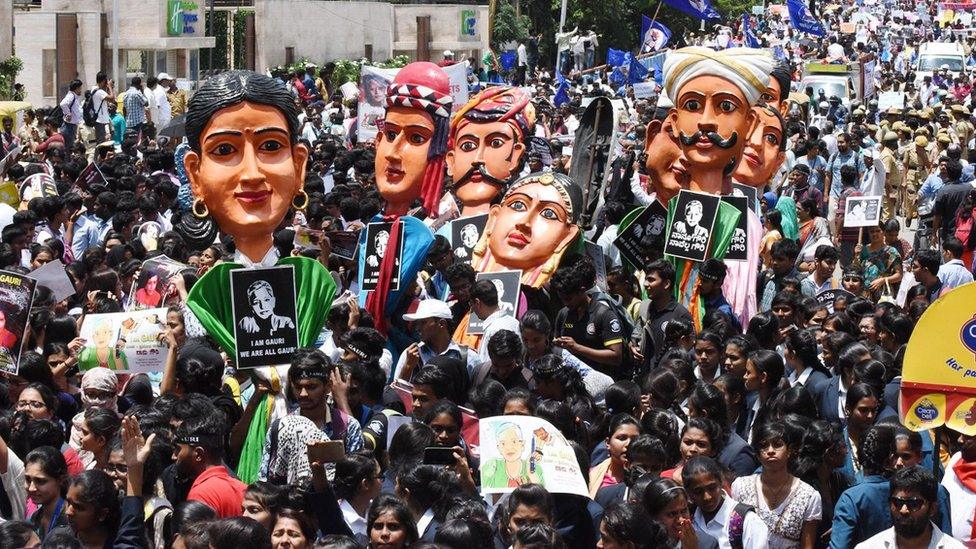 Aan image of the Gauri Lankesh protest in Bangalore