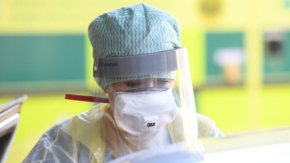 An Emergency Department Nurse during a demonstration of the Coronavirus pod