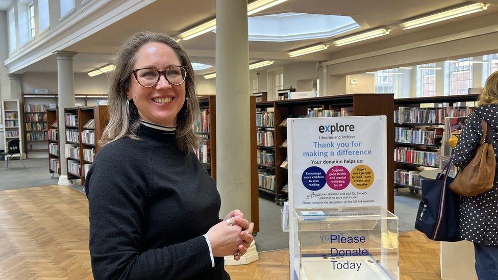 Lady in library