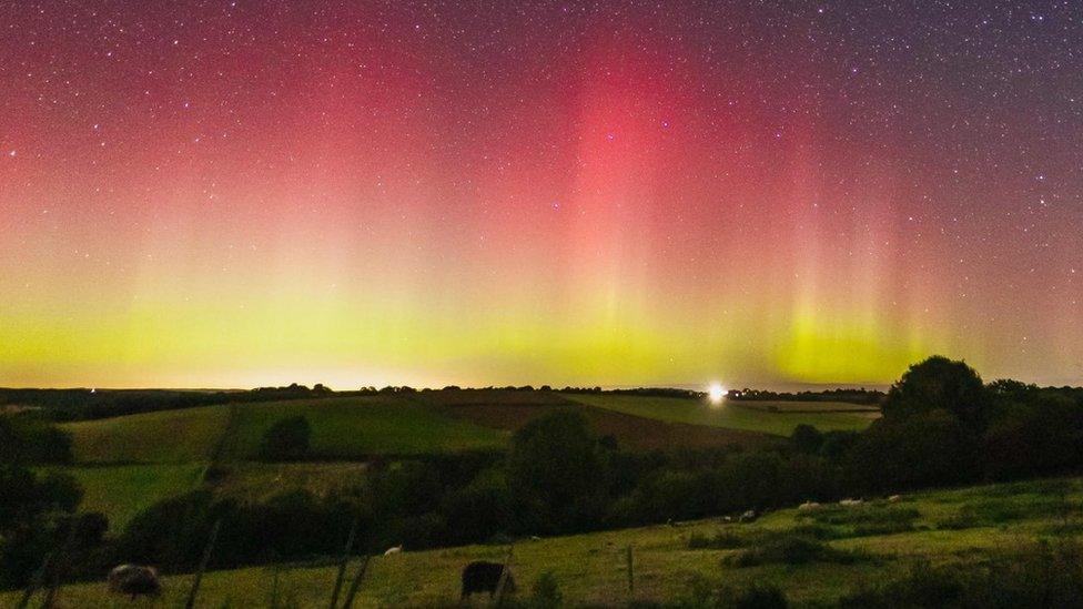 Northern lights from Bulmer, North Yorks