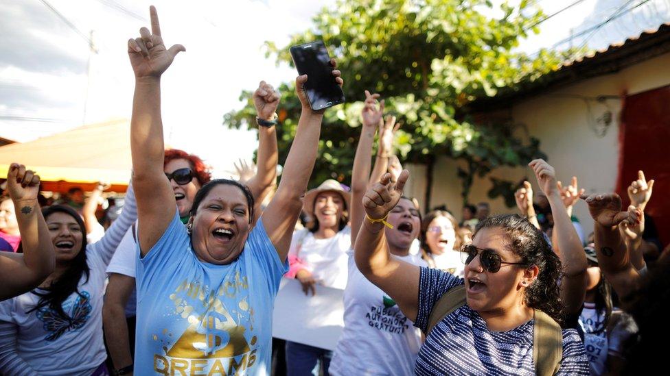 Supporters of Imelda Cortez reacts as she leaves a court of law