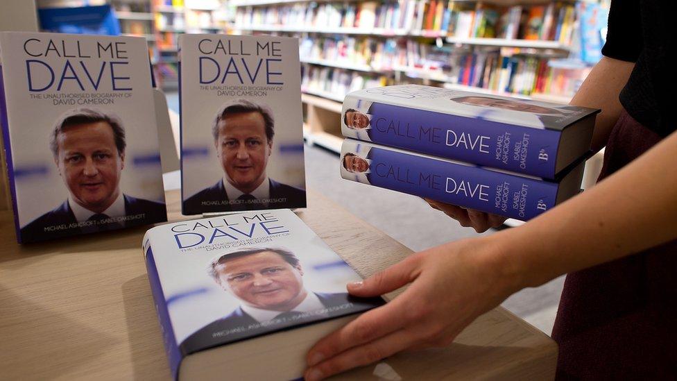 "Call Me Dave" The Unofficial Biography Of David Cameron on sale in a book shop