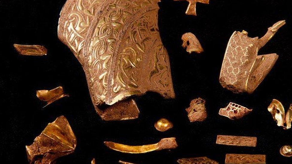 Fragments discovered that formed part of the Staffordshire Hoard