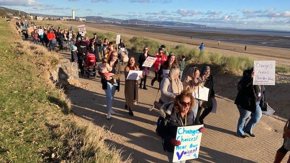 One of the marches took place at Swansea