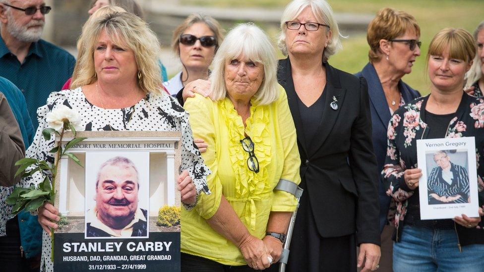 Members of the families of people who died at Gosport War Memorial Hospital