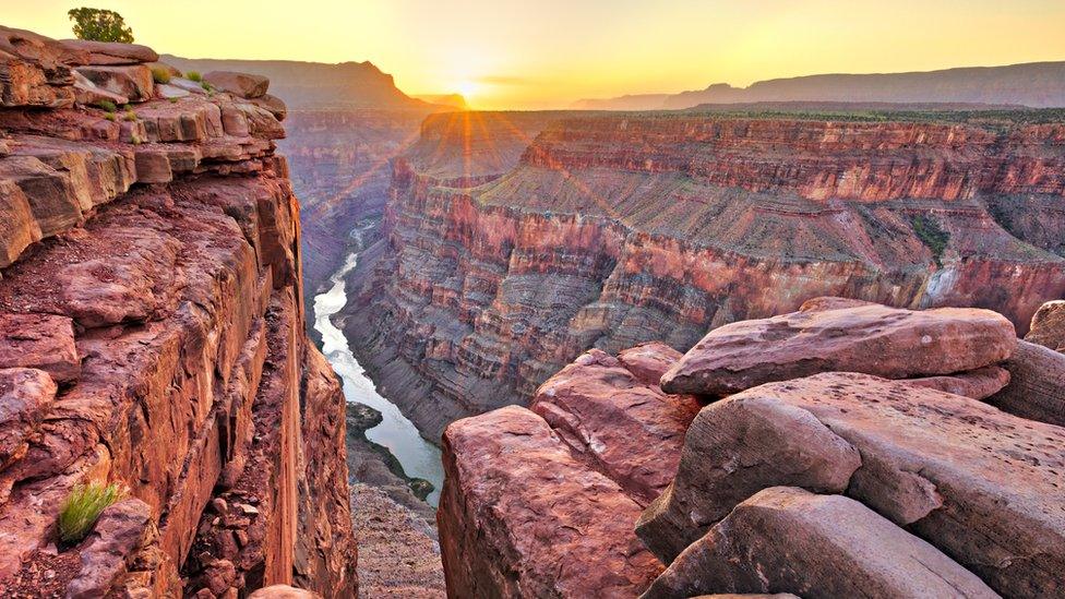 Sunrise over the Grand Canyon.