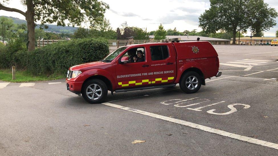 Fire vehicle at the scene in St Edward's prep school car park