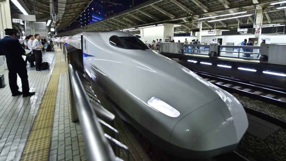 A bullet train in Tokyo, Japan