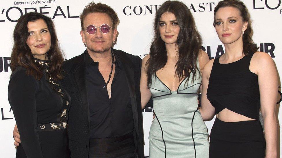 Ali Hewson, musician Bono, Eve Hewson and Jordan Hewson