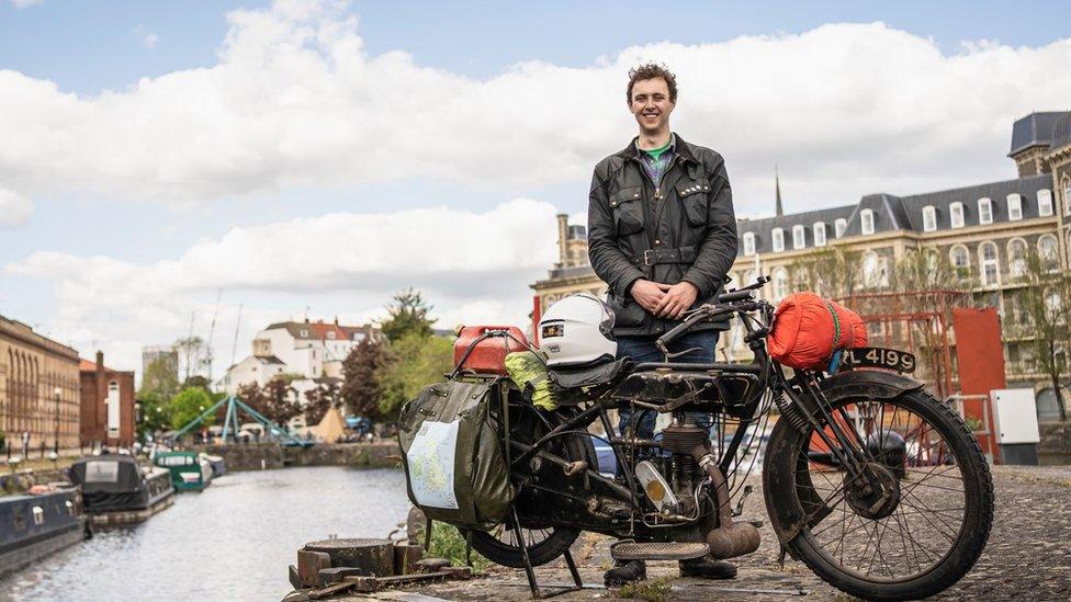 Harry Bott and his vintage motorbike