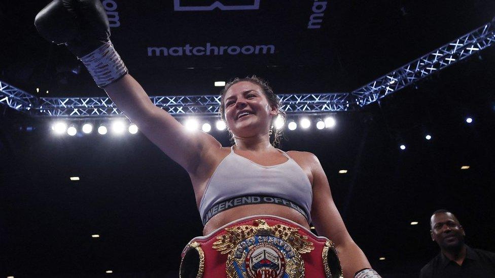 Sandy Ryan with her WBO world title belt