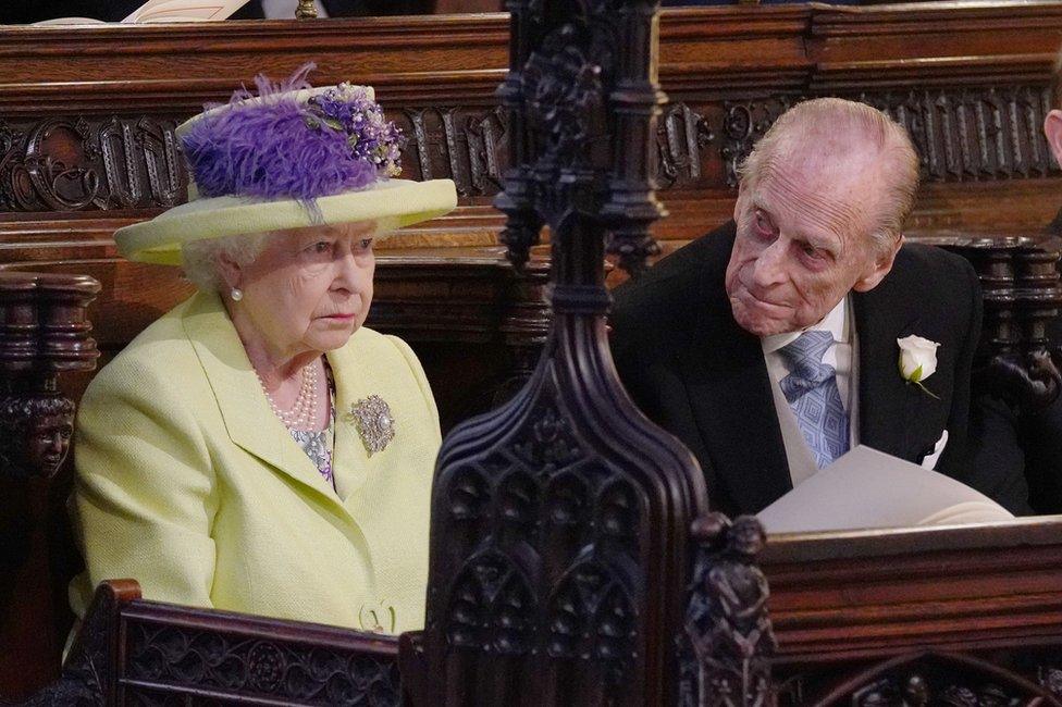 Queen Elizabeth II and Prince Phillip during the wedding service