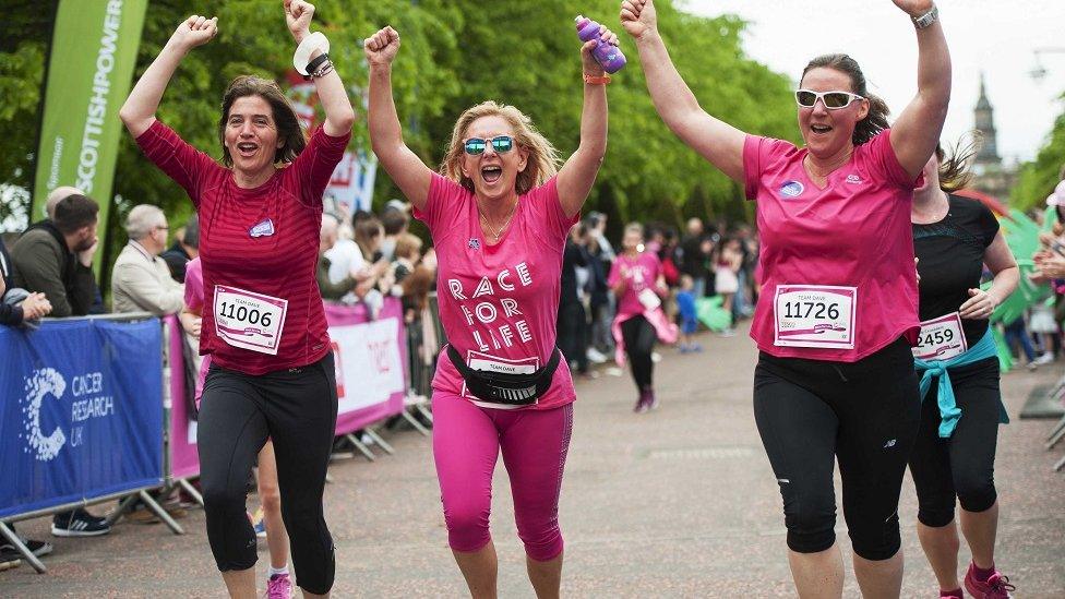 Gaynor Williams-Hamilton and friends taking part in the race