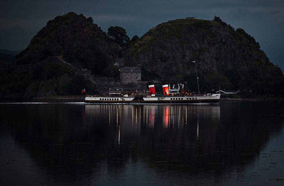 The Waverley passes Dumbarton Castle