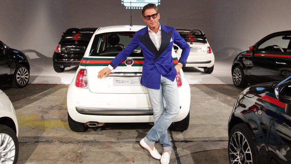 Lapo Elkann in front of a Fiat