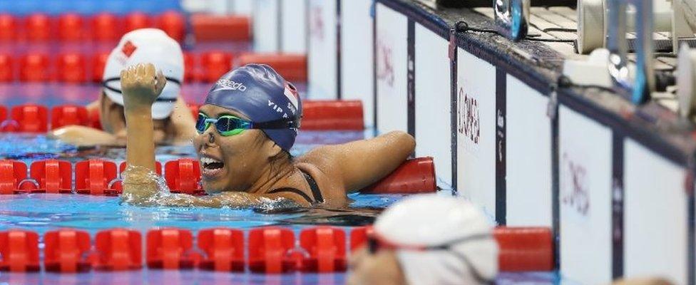 Singapore's Yip Pin Xiu takes gold in the 100m backstroke (9 Sept 2016)