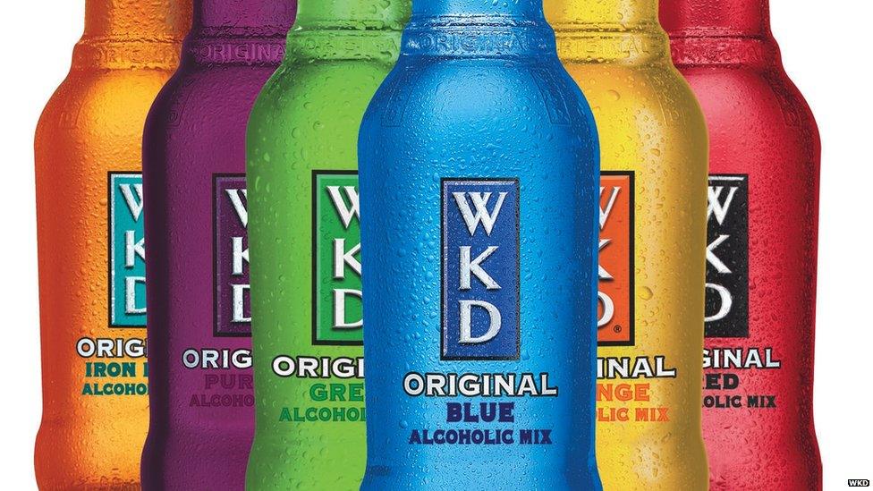 WKD bottles in different colours